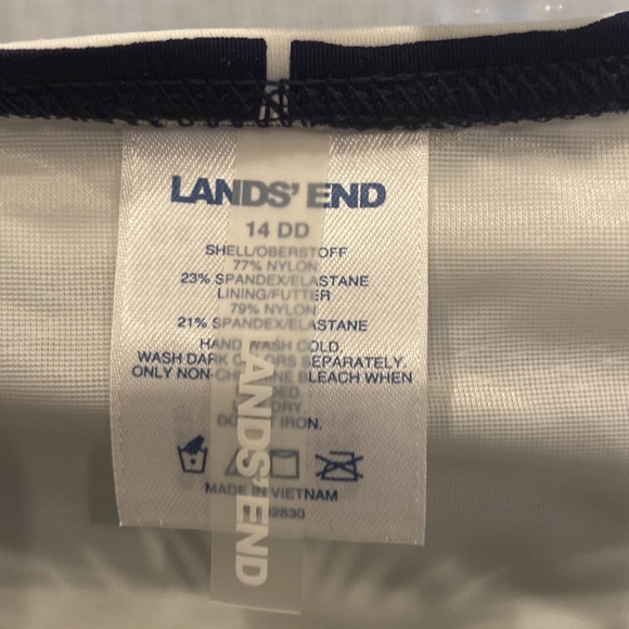 Lands’ End Navy Palm Stripe size 14 DD bra cups Tankini Top - Picture 6 of 8